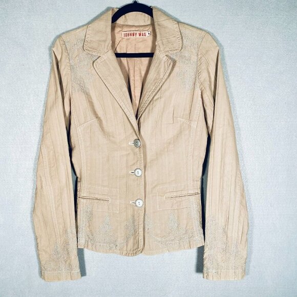 Johnny Was Jackets & Blazers - Johnny Was Jacket Womens S Beige Embroidered Blazer Neutral Quiet Luxury